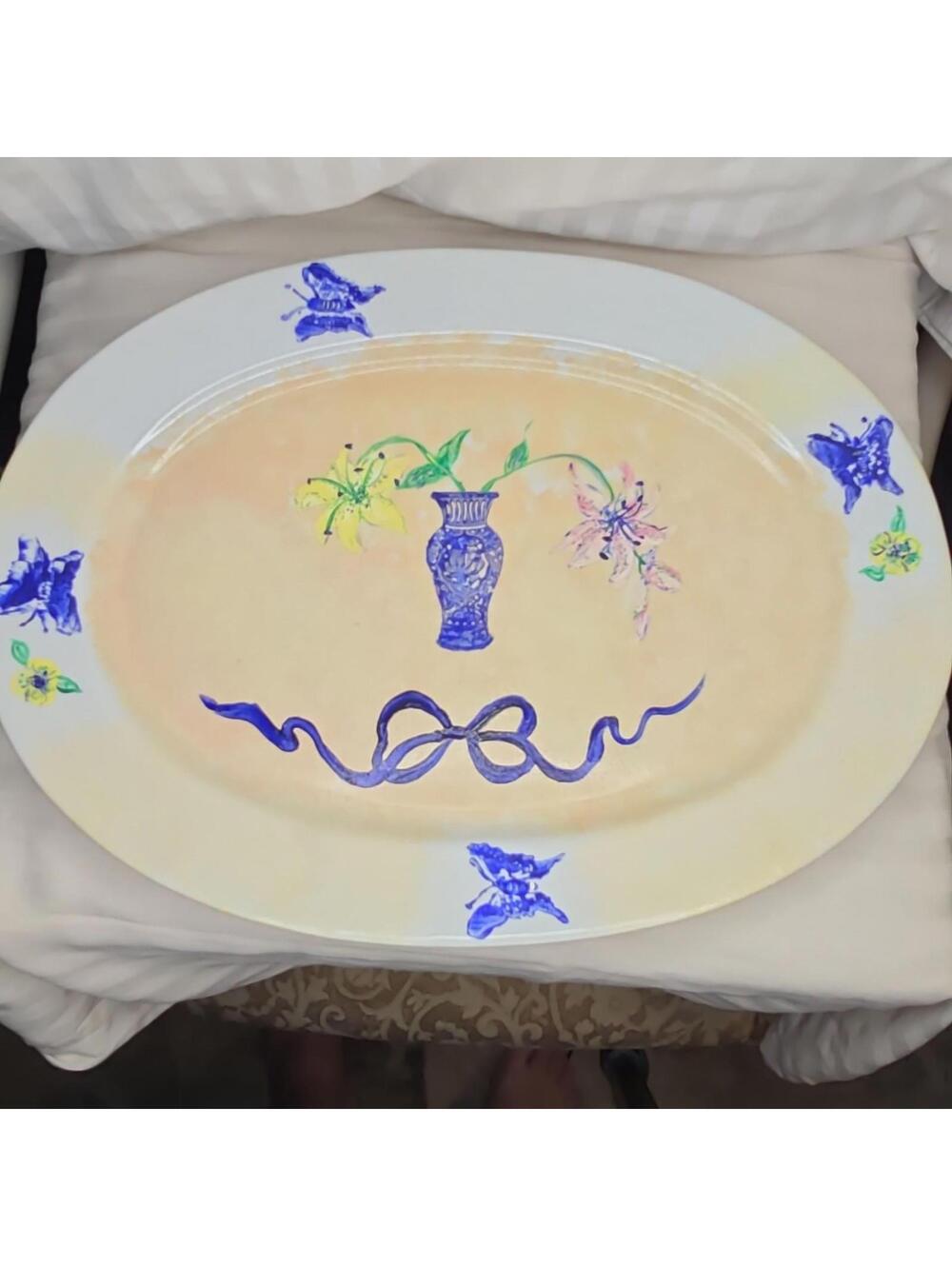 Vintage Hand Painted Gold Imari Oval Decorative Platter